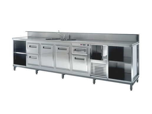 Bancone Bar Inox refrigerato Struttura banco 1,5 Mt